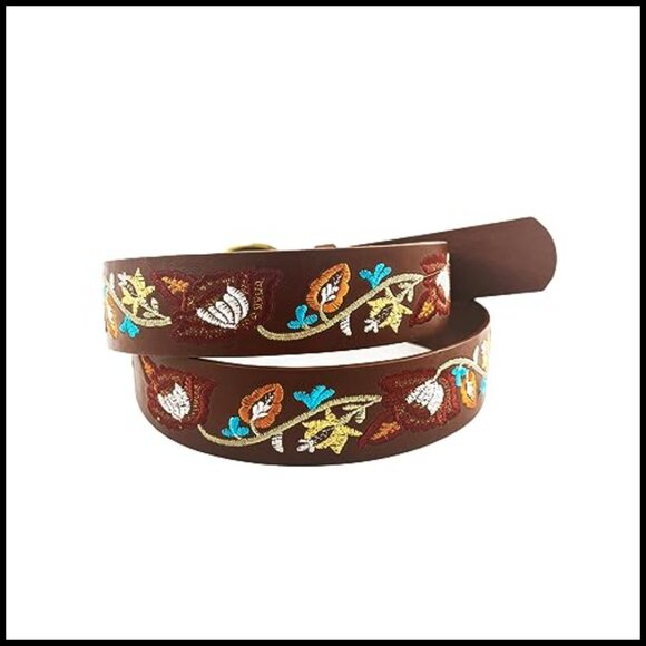 Western Boho Embroidery PU Leather Belt Slim Fit Modern Fashion Accessory main image 5